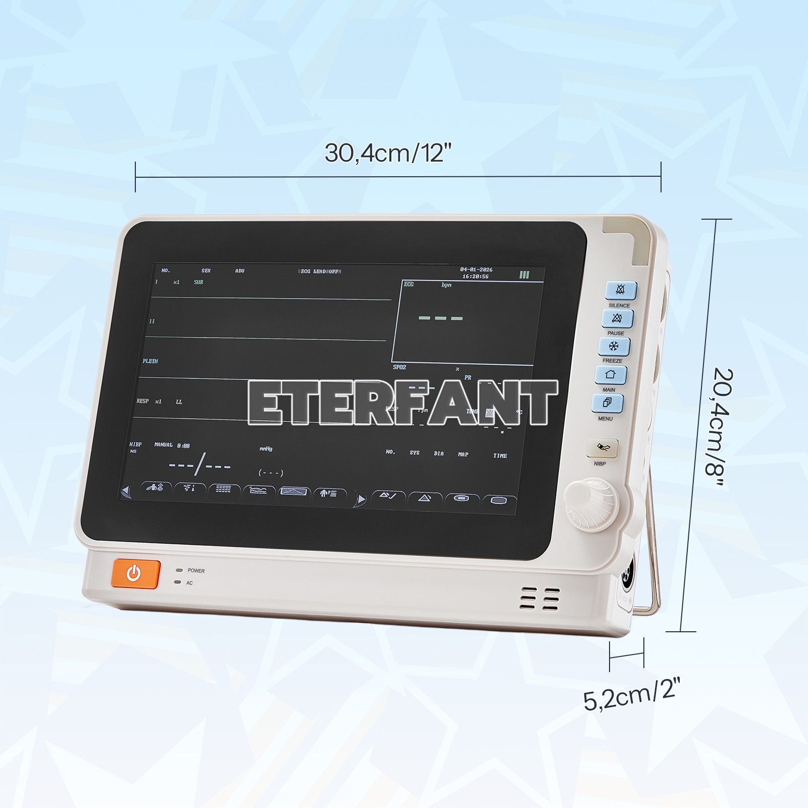10-inch Portable Multi-parameter Vital Signs Monitor ECG NIBP SPO2 TEMP RESP