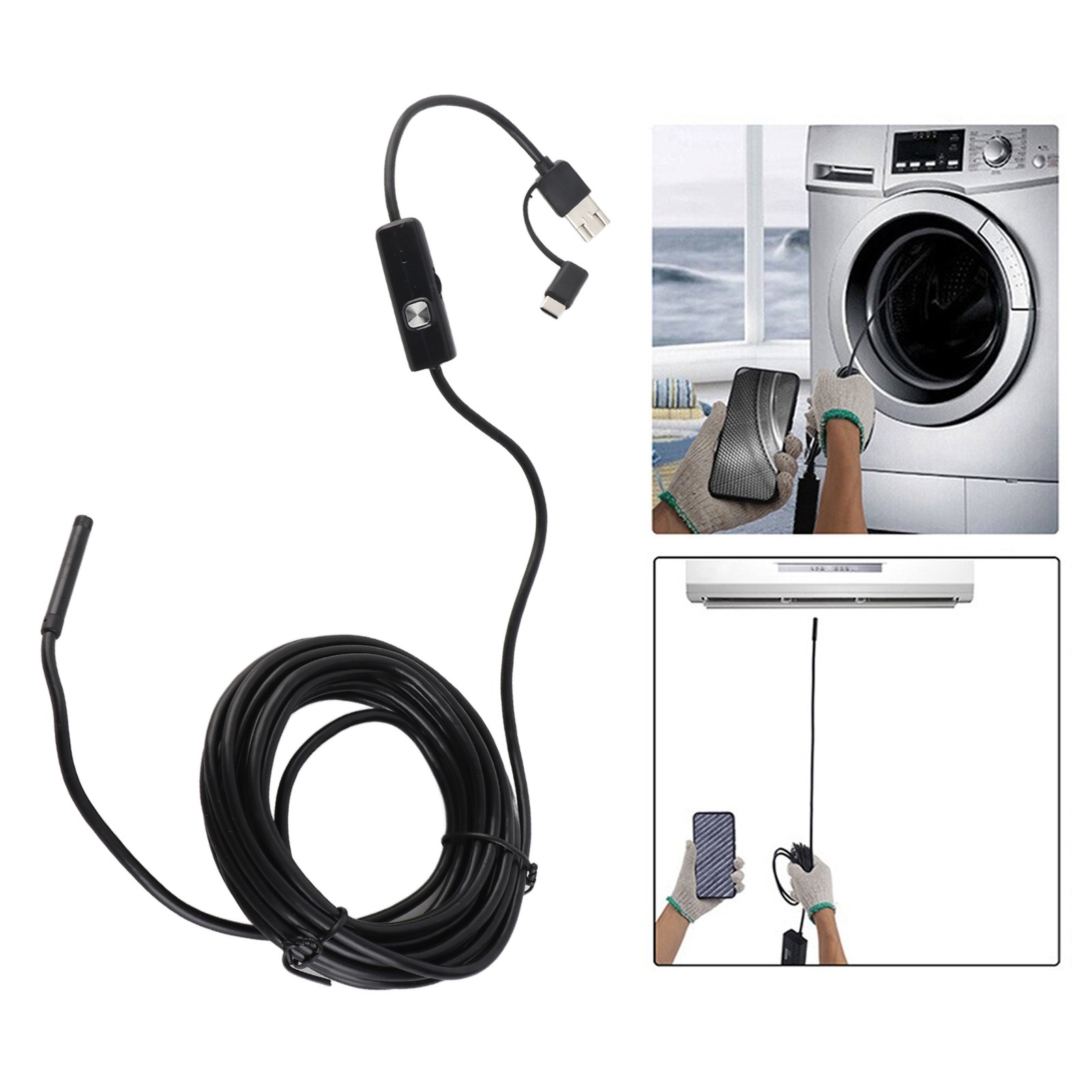 Endoscope Camera Mobile Phone PC USB Type C 3 In 1 For With LED Light