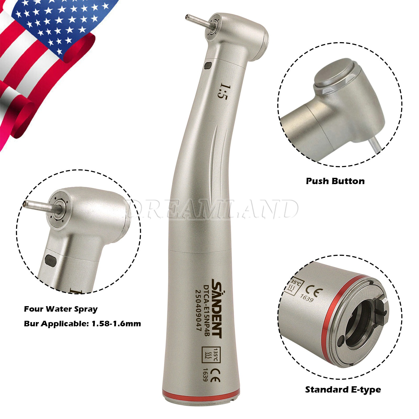 Woodpecker Style 1:5 High Speed Handpiece for MT2 MT3 Dental Electric Motor