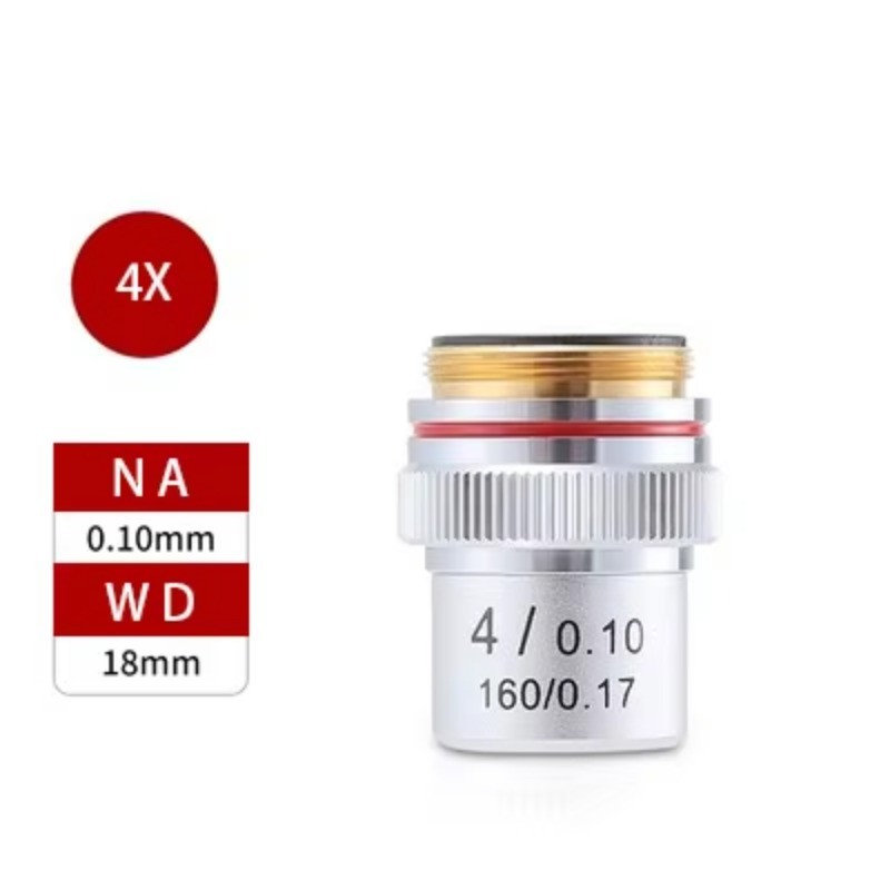Biological Microscopes Lens 4X 10X 20X 40X 60X 100X 195Achromatic Objective Lens