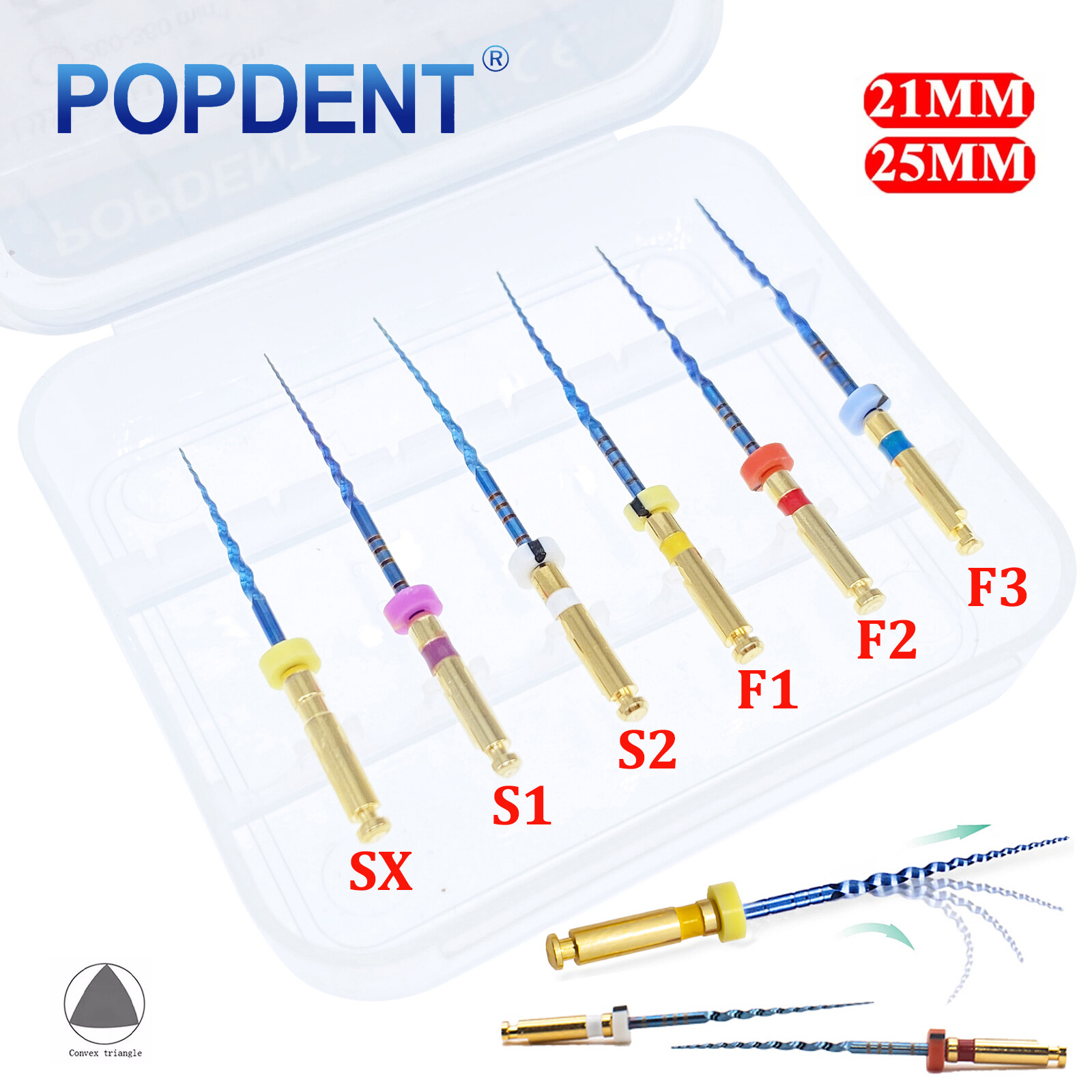 POPDENT Dental Endodontic Rotary Endo Root Canal File X-Pro Blue /Gold Taper