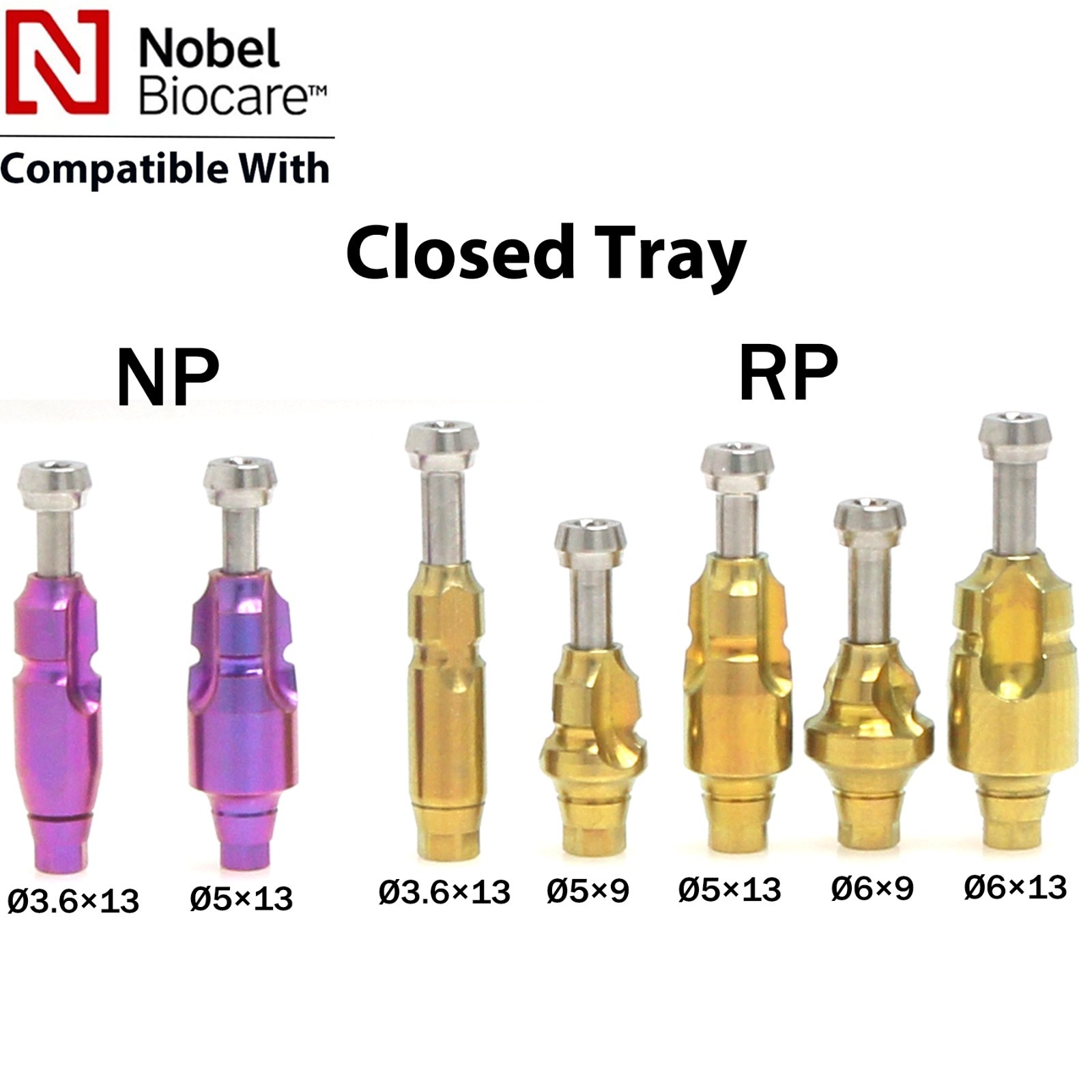 US Fits Nobel Active Dental Impression Transfer Coping Open Closed Tray NP/RP