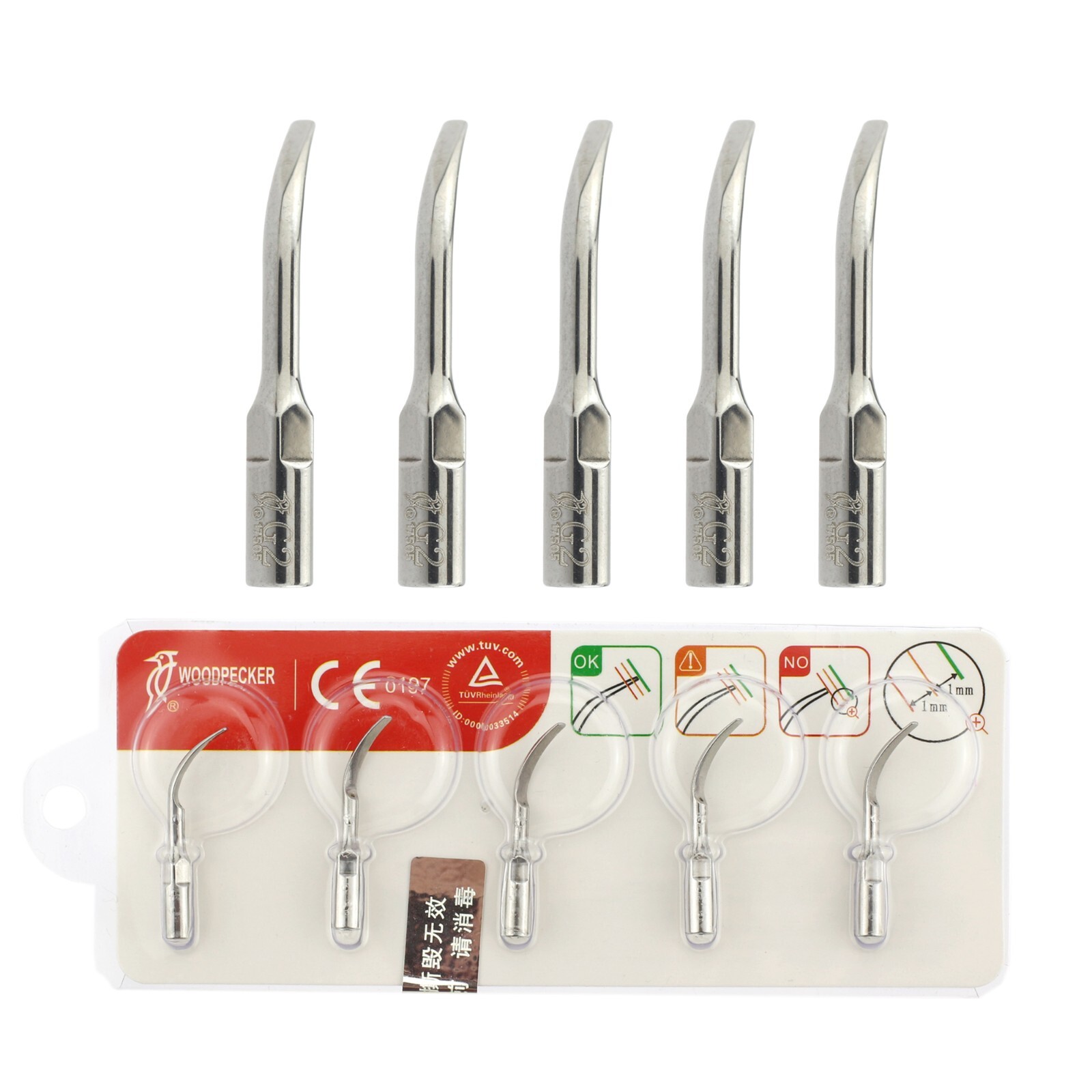 Woodpecker UDS-N2 LED Dental Ultrasonic Scaler Handpiece Piezo Tips G1 P1 HW-5L