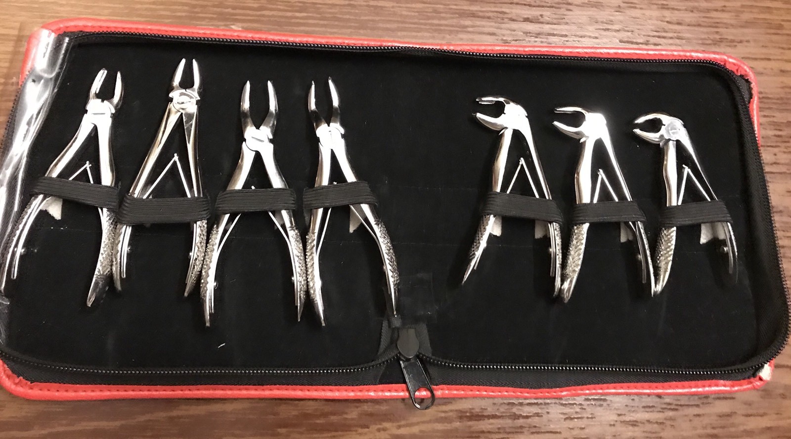 Pedo Children Dental Extracting Forceps Kit 7 Pcs With Pouch Dental Instruments