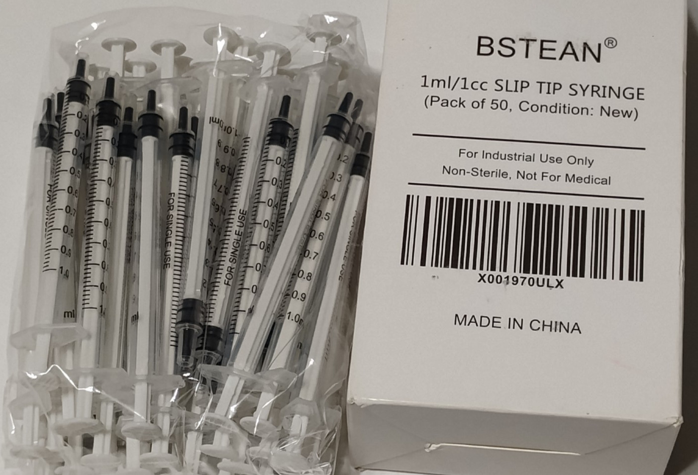50 Pcs 1 ml / 1 cc Slip Tip Syringe Industrial Use Non-Sterile New in box