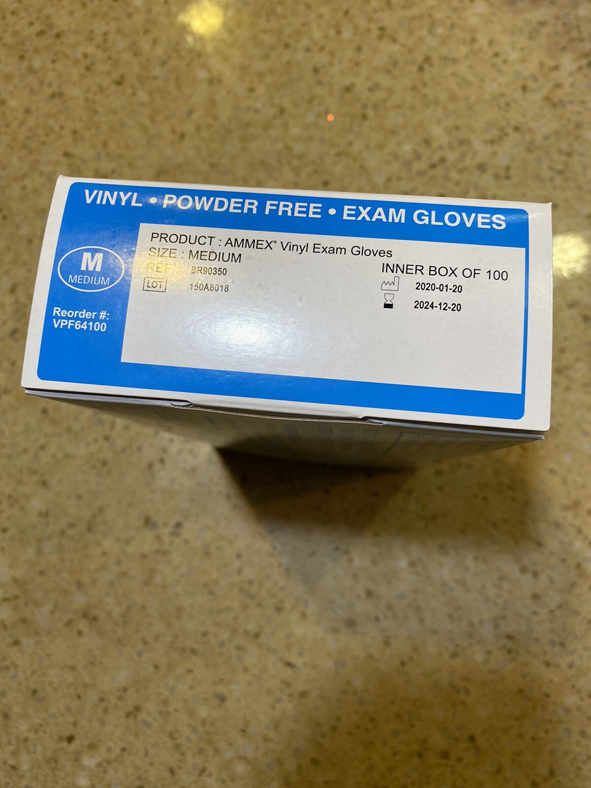 Disposable Nitrile Vinyl Gloves, Size M – Box of 100 – White – Exp. 12.20.2024