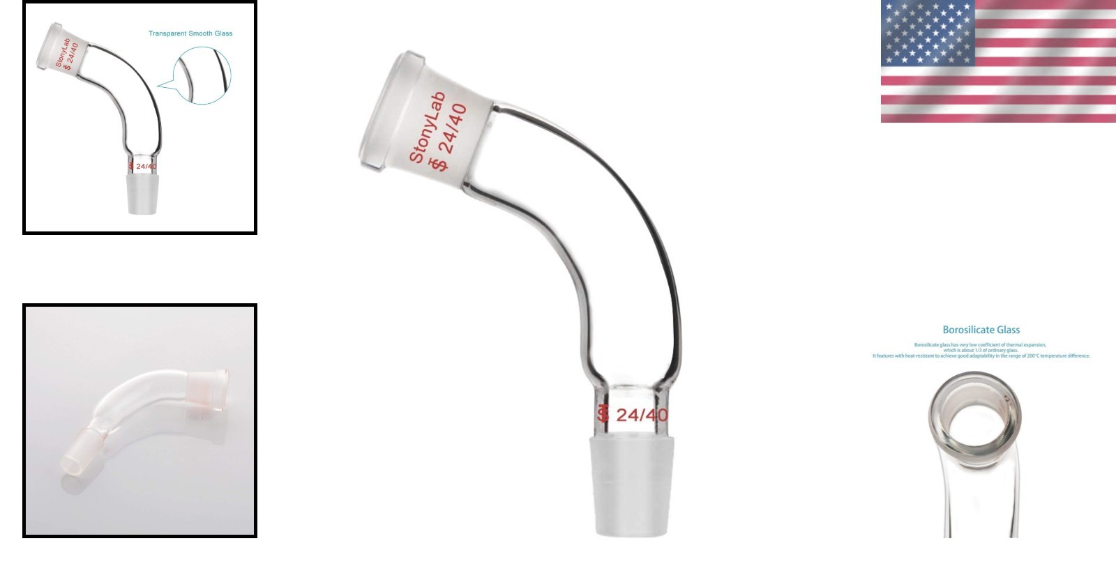 Durable Borosilicate Distillation Adapter with 105° Bend – 24/40 Joint Size