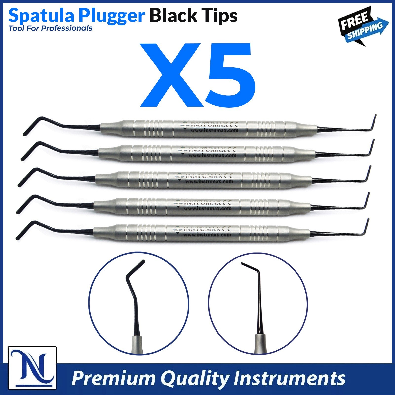 X5 Dental Composite Filling Instruments Spatula & Plugger Black Color Tips