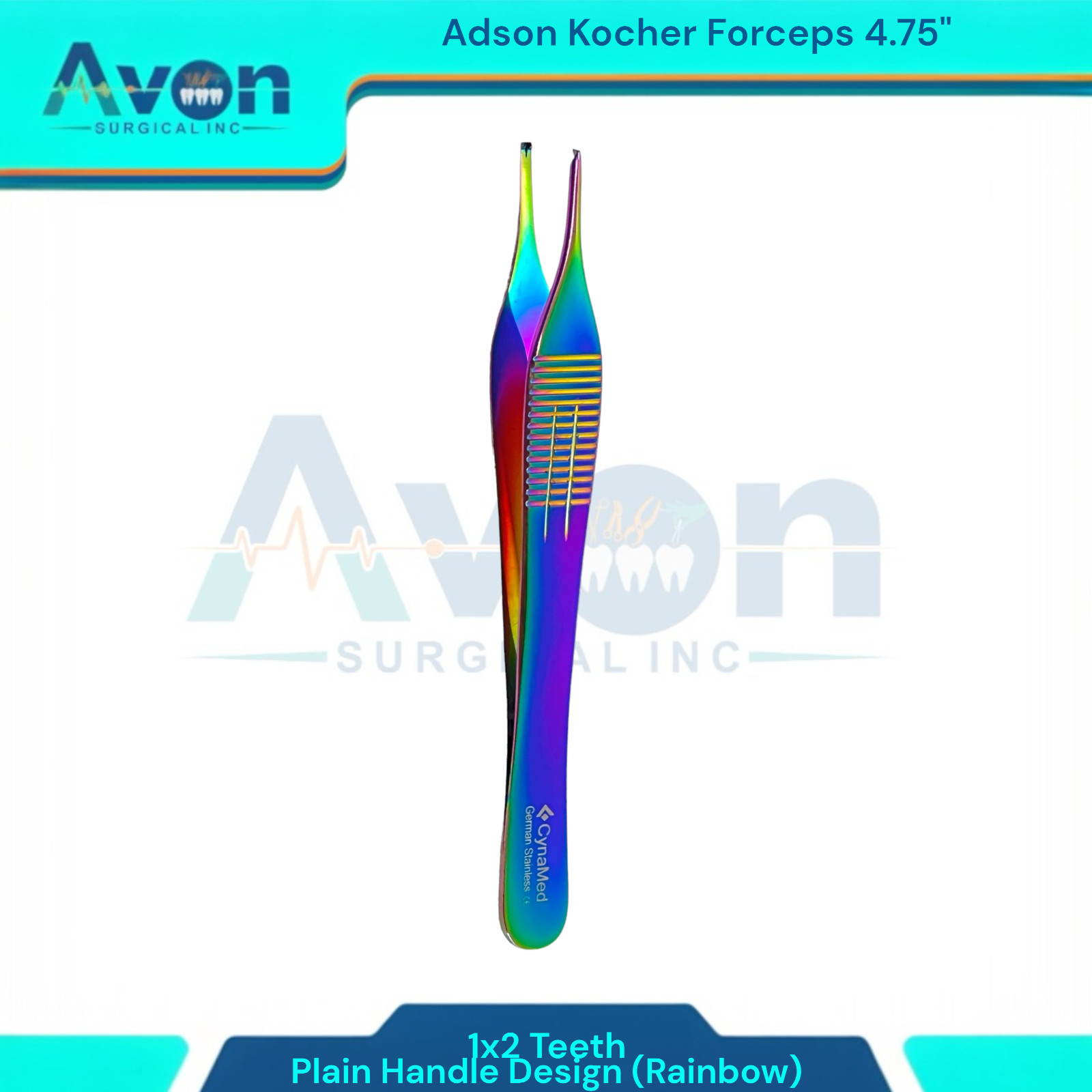Adson Tissue Forceps 4.75″ 1×2 Teeth Tips, Rainbow Titanium Color Finish (1 EA)