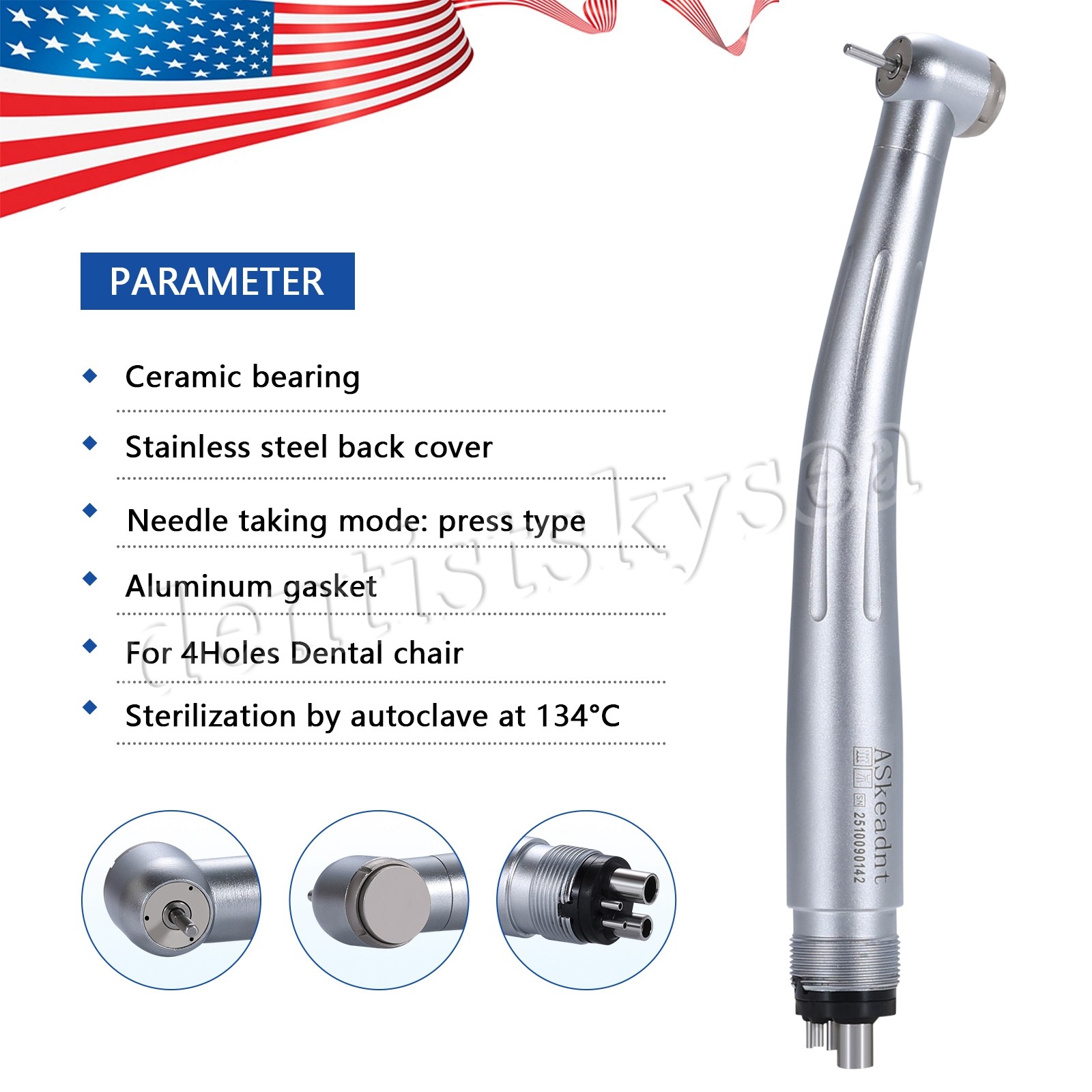 Dental High Speed Handpiece Push Button 4H Turbine TB1