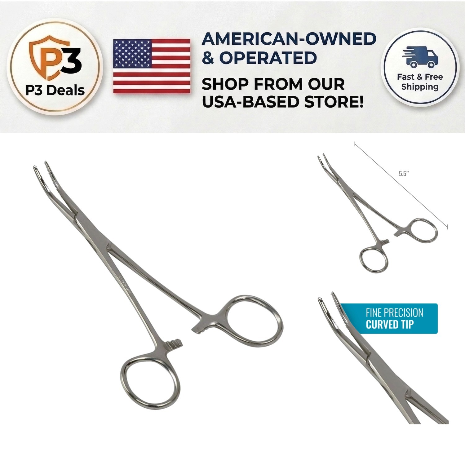 5.5-Inch Precision Kelly Locking Tweezers Clamp – Surgical Grade Stainless Steel