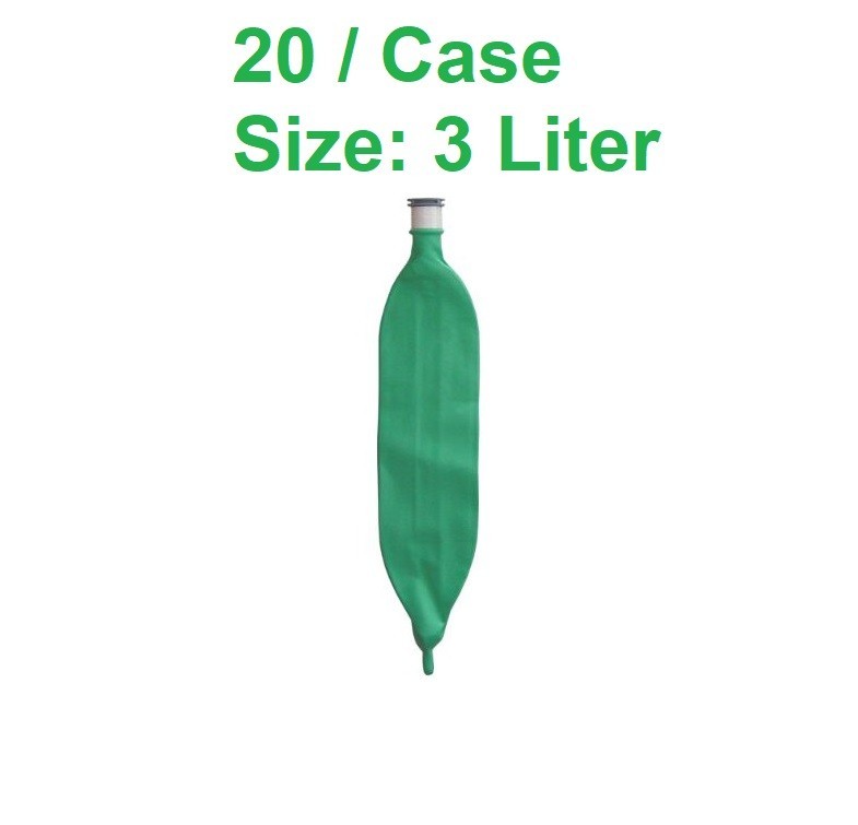 25/Case Breathing Bag Portex 1 Liter Neoprene Green, 1 Liter Latex-free 670001