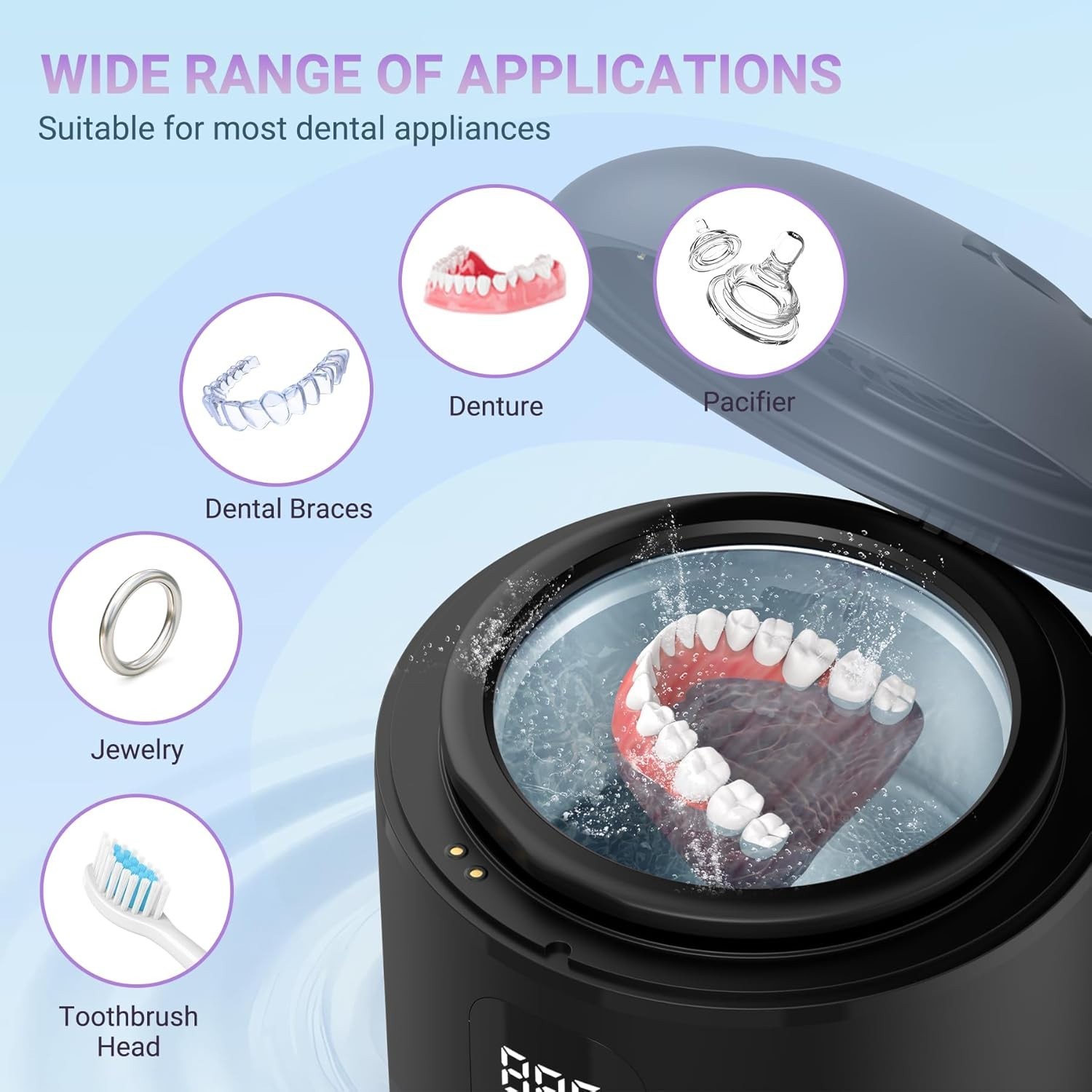 Limpiador ultrasónico de dentaduras de retención ultrasónico de 25 W