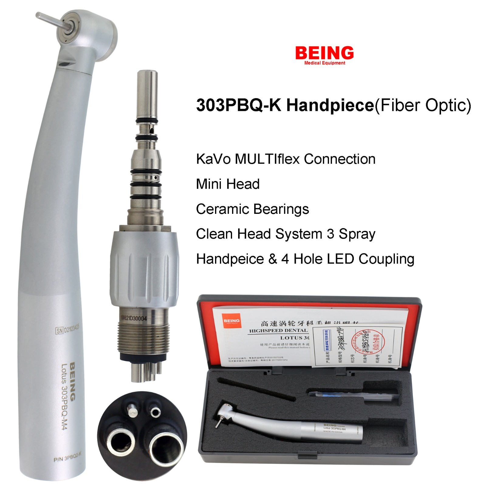 BEING Dental Small Mini Head High Speed Handpiece Fiber Optic For KaVo MULTIflex