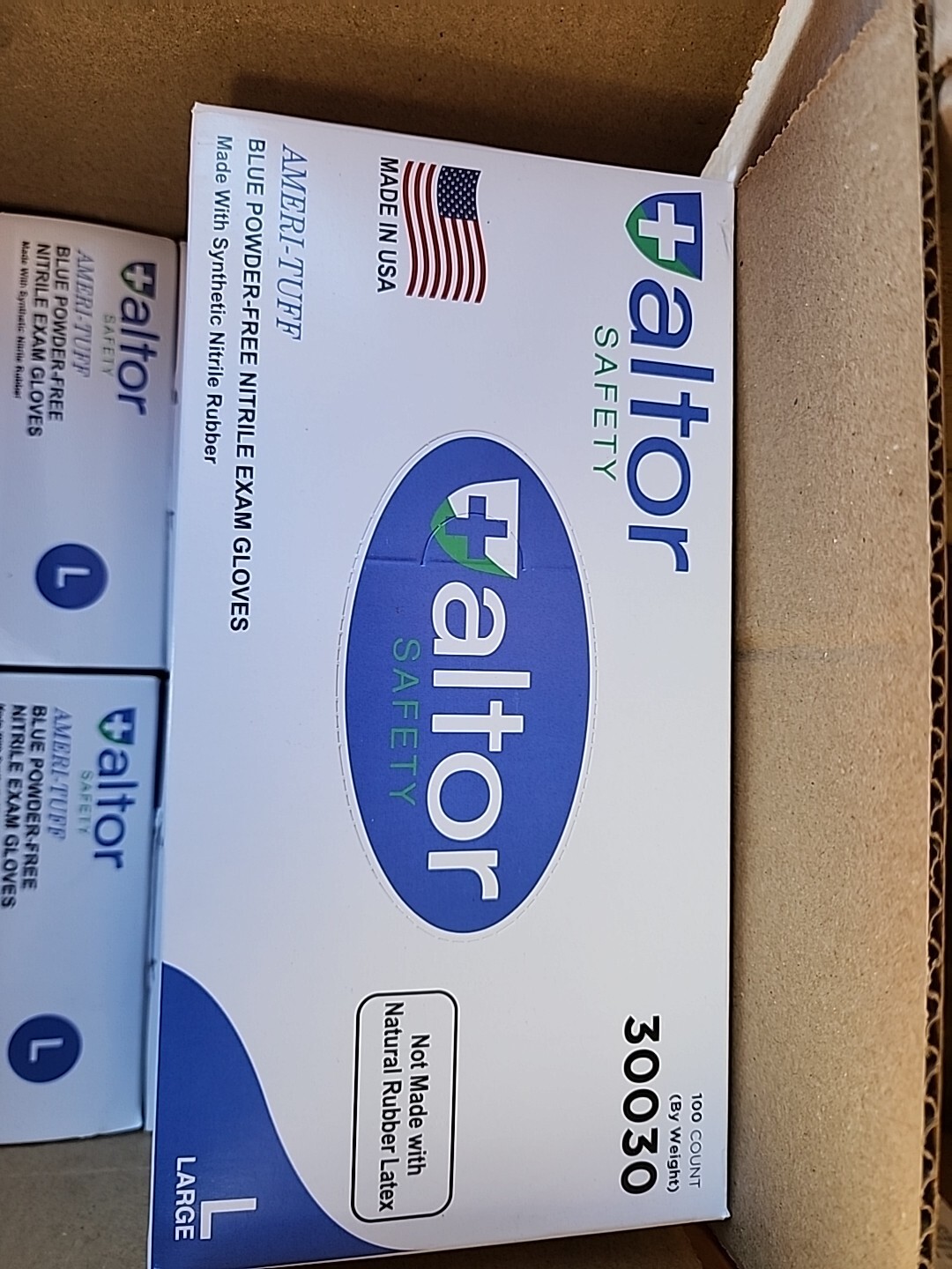 10× altor safety blue powder free nitrle exam gloves Size L 100 Cnt Each