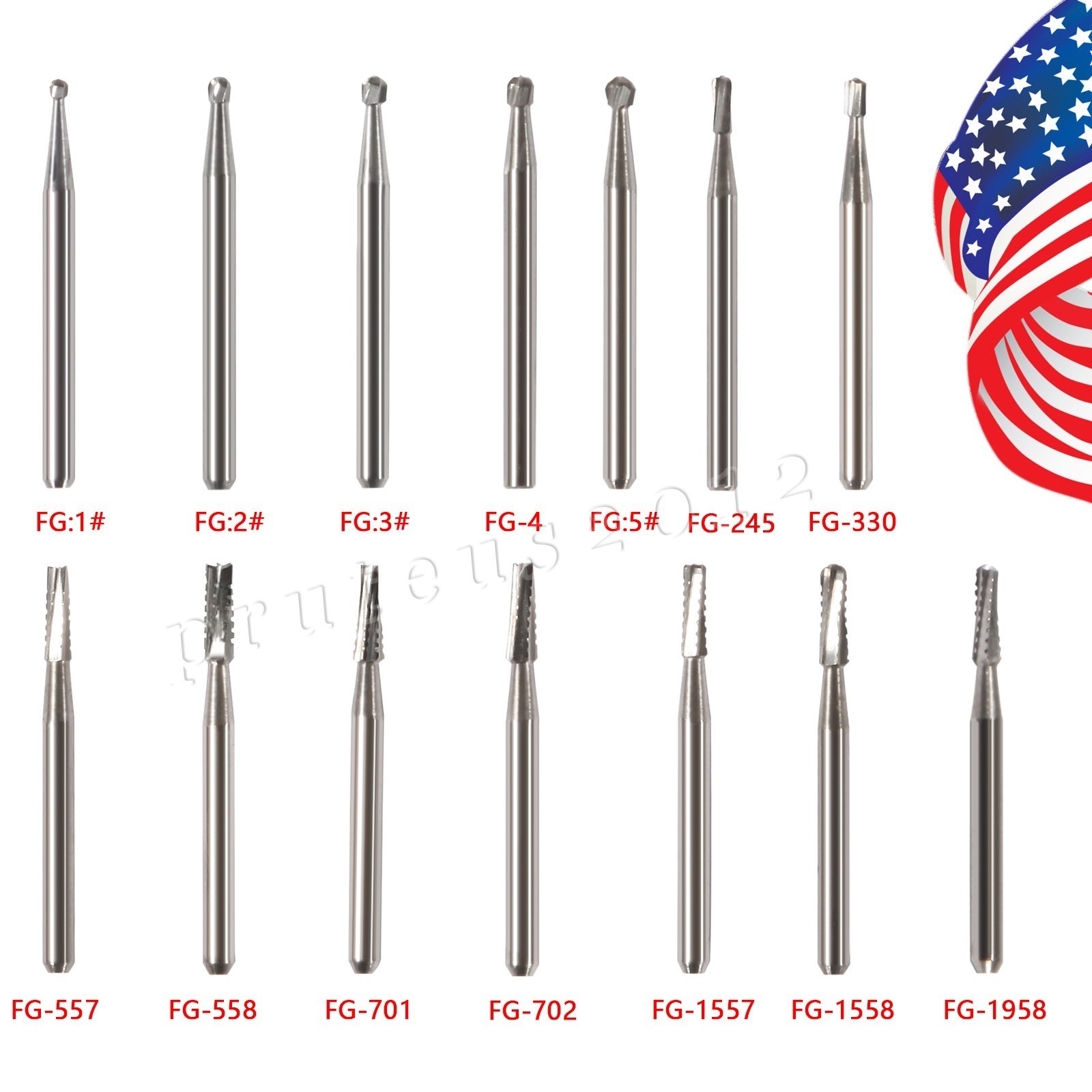 Dental Operative Bur Tungsten Carbide Round FG 1/4 1/2 2 3 4 5 6 7 8# A