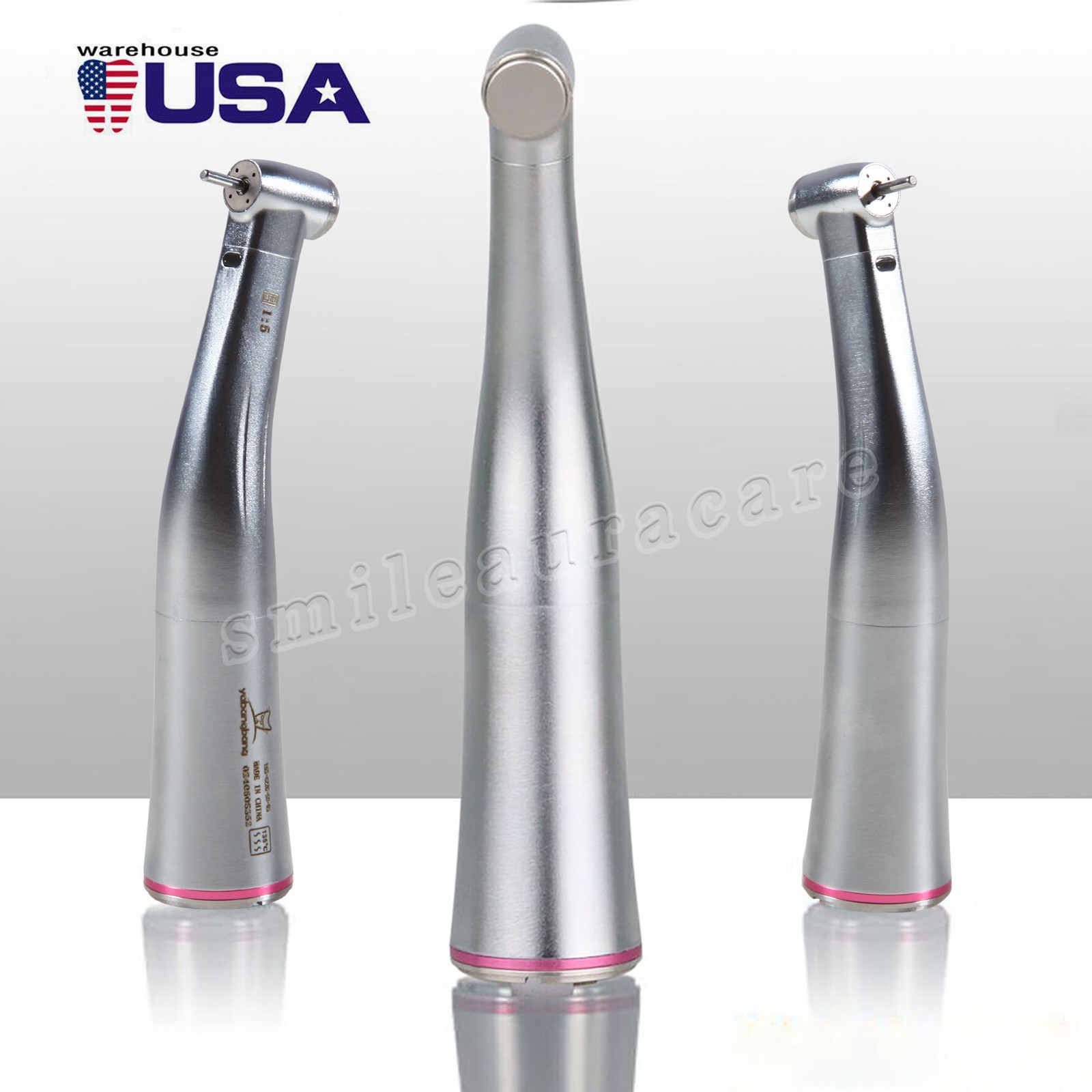 Dental 1:5 Fiber Optic Contra Angle Handpiece Push Button Chuck 4 Internal Spray