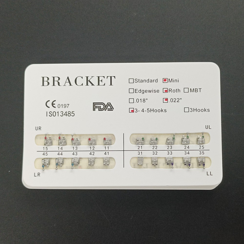 20Pcs/Set Dental Orthodontic Metal Brackets Braces Mini Roth 022 345 Hooks MIM