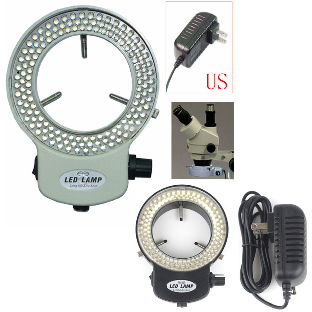 Bright 144 LED Bulbs Microscope Ring Light Illuminator Lamp Adjustable US Plug