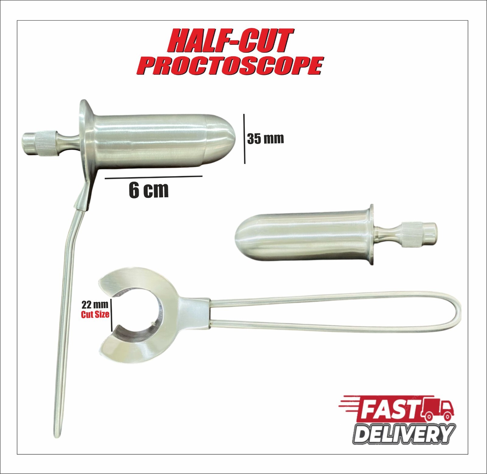 Half Cut Proctoscope with Premium Quality reusable. Non Rust Able Material.