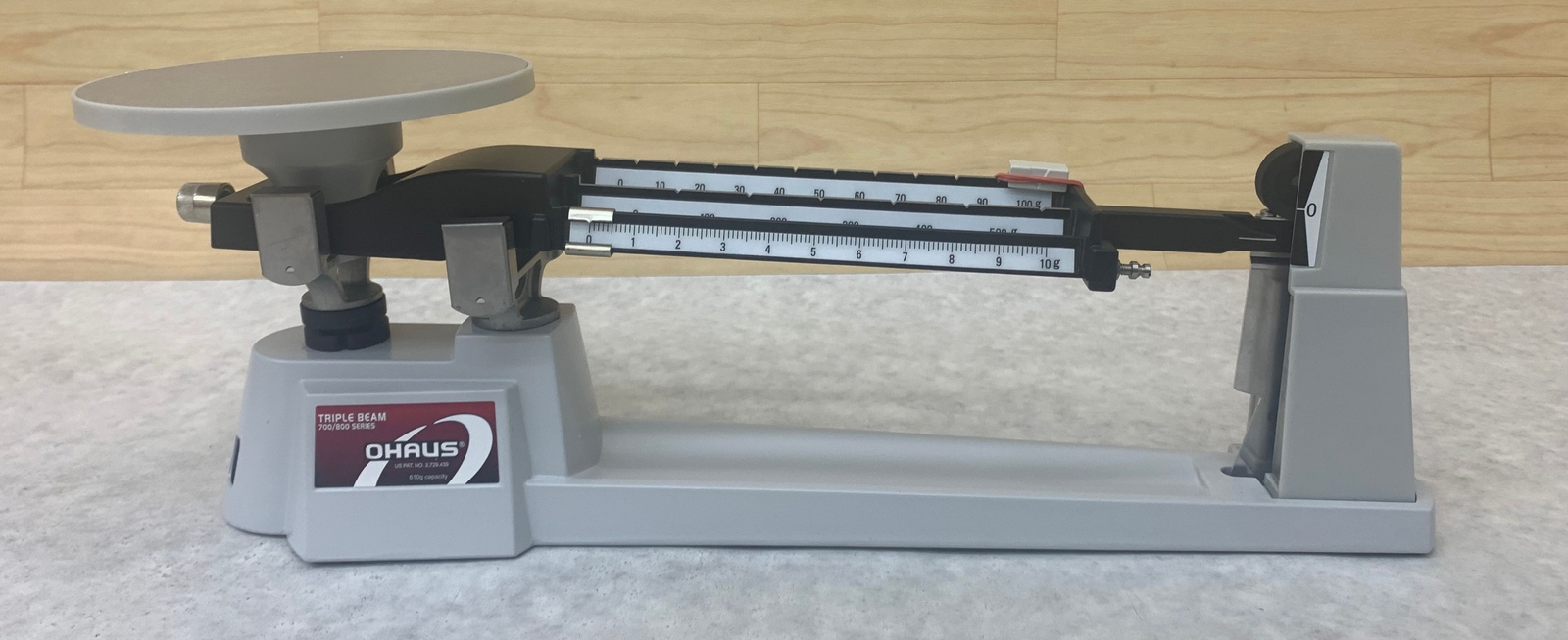 Ohaus 750-S0 Triple Beam Balance w/ Stainless Steel Pan – 610g x 0.1g