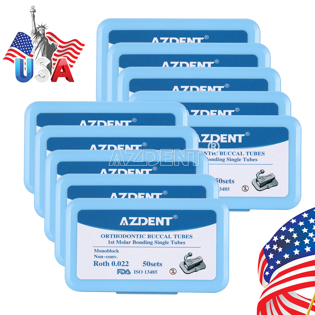 50 Sets Orthodontic Dental Buccal Tubes MBT/Roth.022 1st Molar Bondable U L