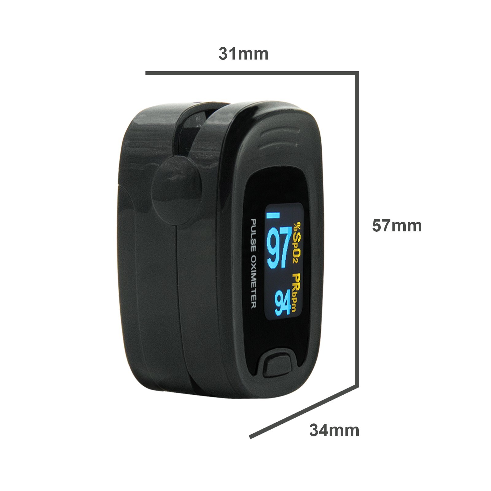 Black CMS50N OLED Fingertip Pulse Oximeter, Spo2 Monitor,Carry Case,Lanyard