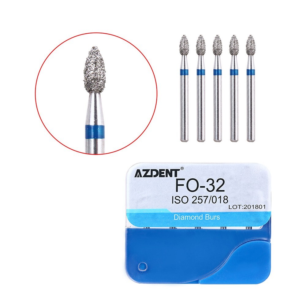 100pcs Dental Diamond Friction Grip Burs for High Speed Handpiece Medium 1.6mm