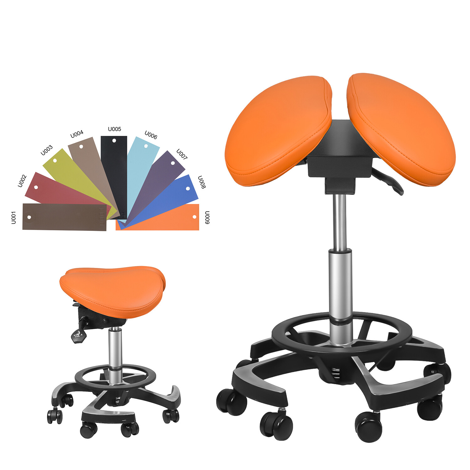 Rotatable Ergonomic Adjustable Saddle Doctor Office Chair Imported Leather Chair