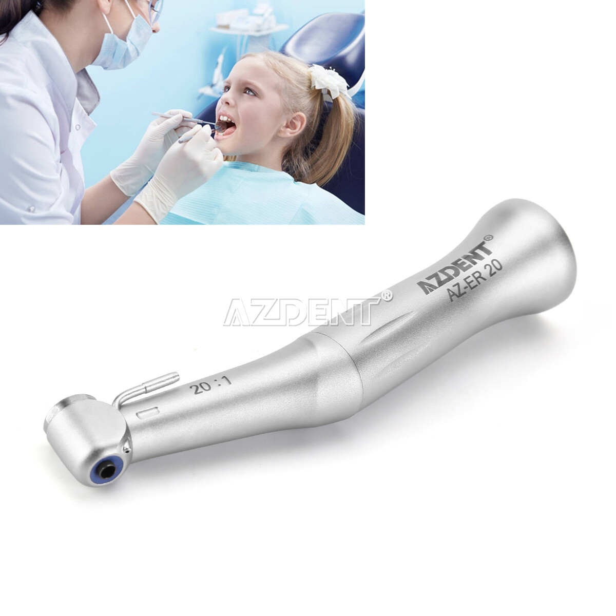 AZDENT Dental Implant Contra Angle 20:1 Push Button Low Speed Implant Handpiece