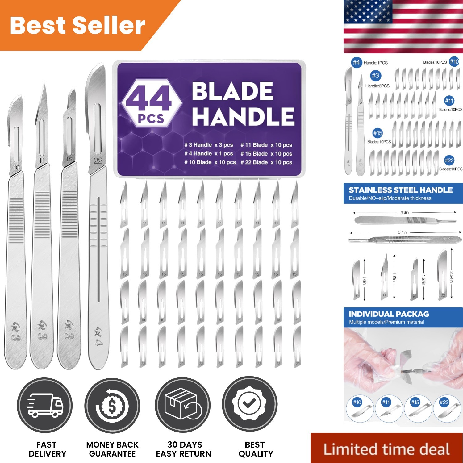 40 Sharp Scalpel Blades with Anti-Slip Handles – Perfect for Detailed Cutting