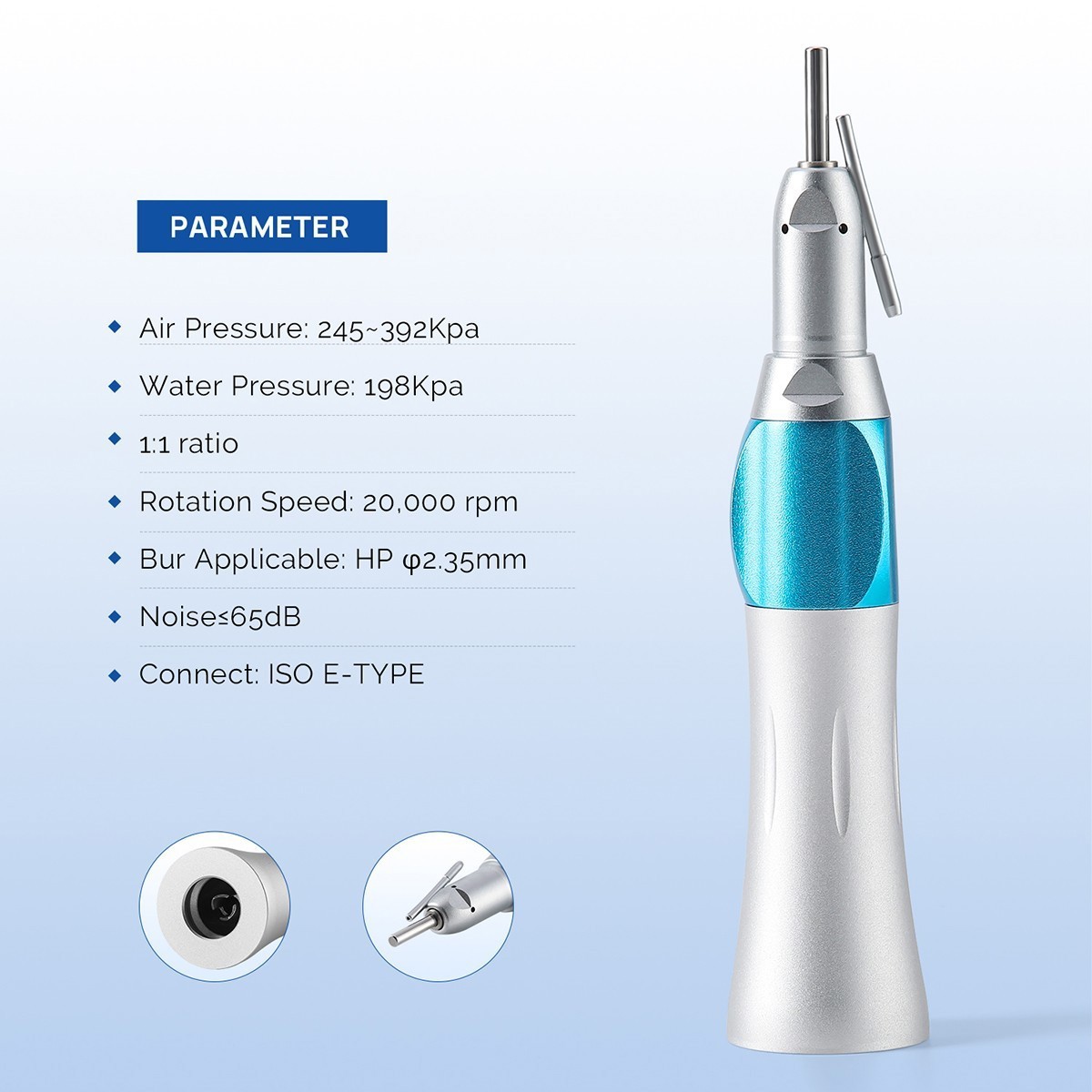 AZDENT Dental 1:1 Nose Cone Surgical Straight Handpiece External Irrigation Pipe