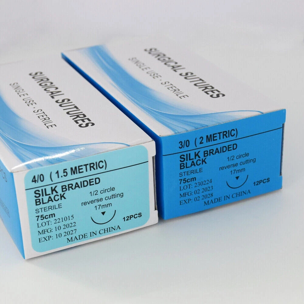 Dental Non Absorbabl 3/0 4/0 Practice Sterile Sutures Silk Thread with Needle