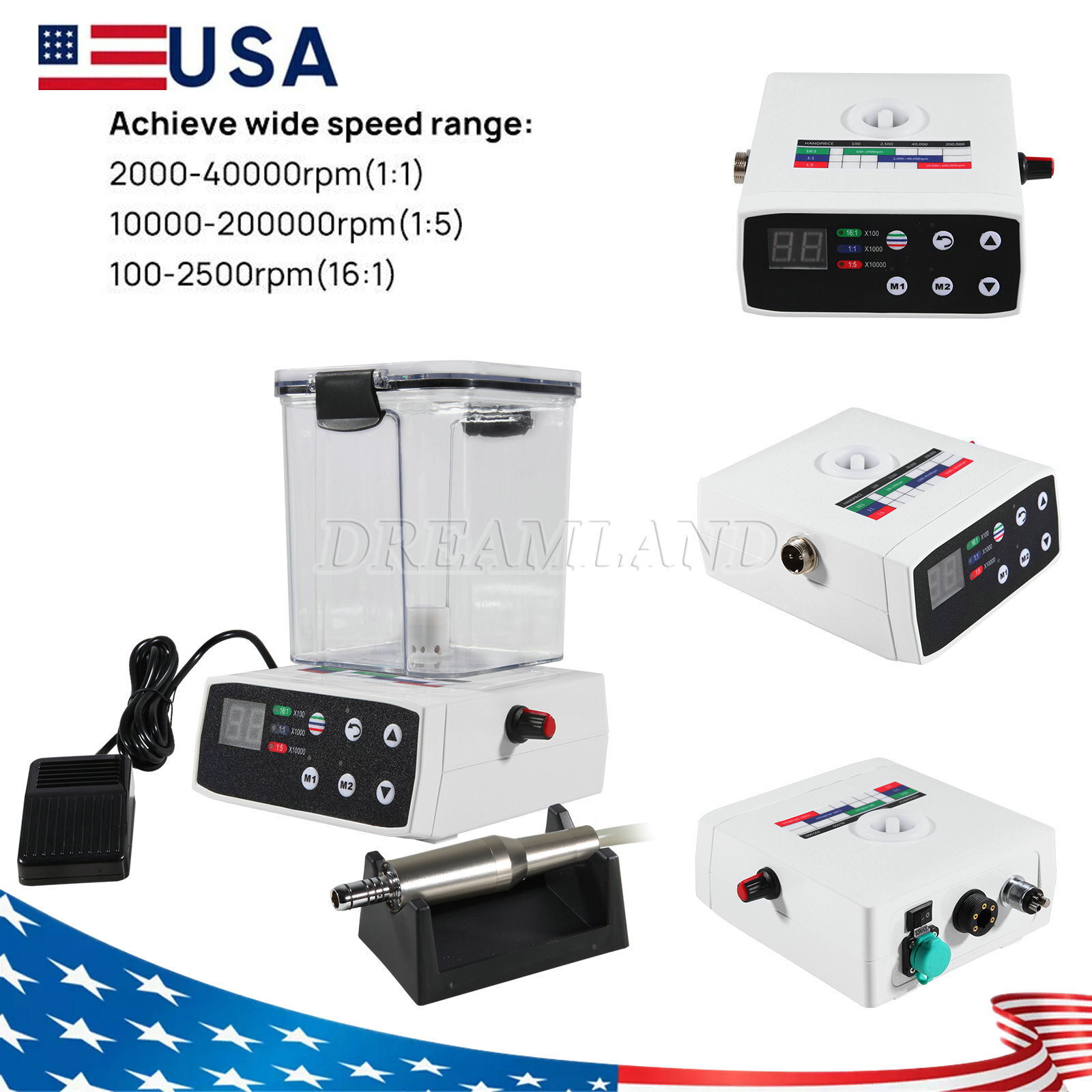 Dental Brushless LED Electric Micro Motor with Water /1:5/1:1 LED Contra Angle