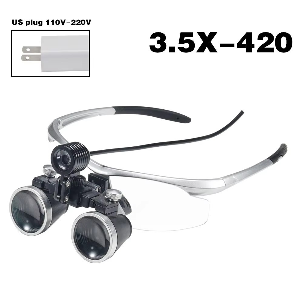 Dental 3.5X Medical Surgical Binocular Loupes Magnifier with LED Headlight USA