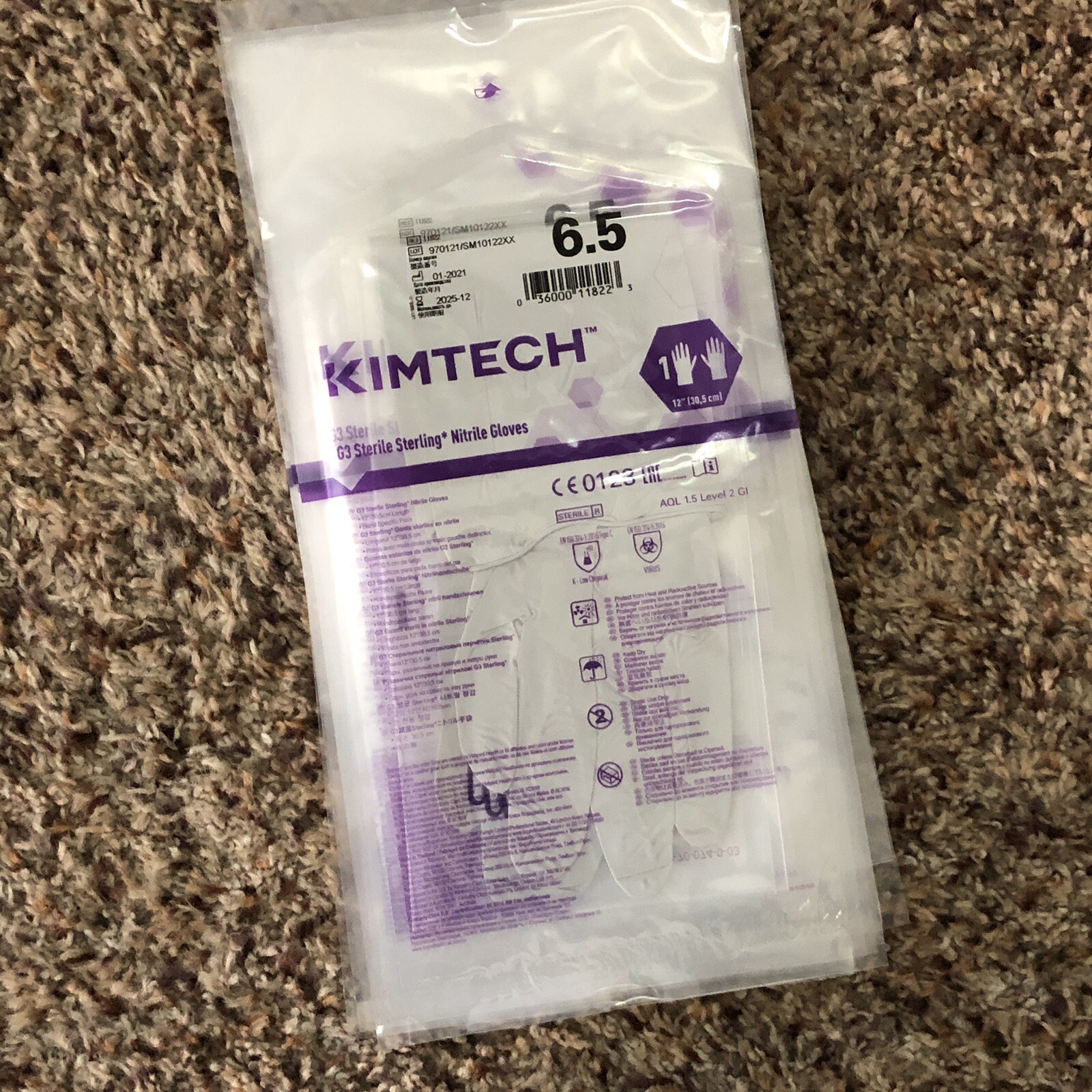 10 Pair KIMTECH Pure G3 Sterile Sterling Nitrile Gloves Size 6.5 12” Sealed