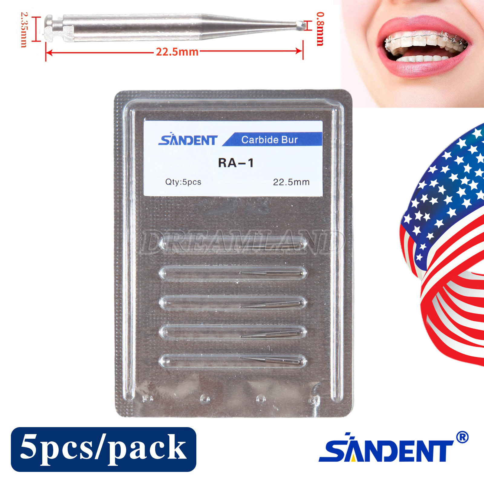 RA #1-8 Regular Round Carbide Burs for Slow Speed Latch RA1-RA8 Dental