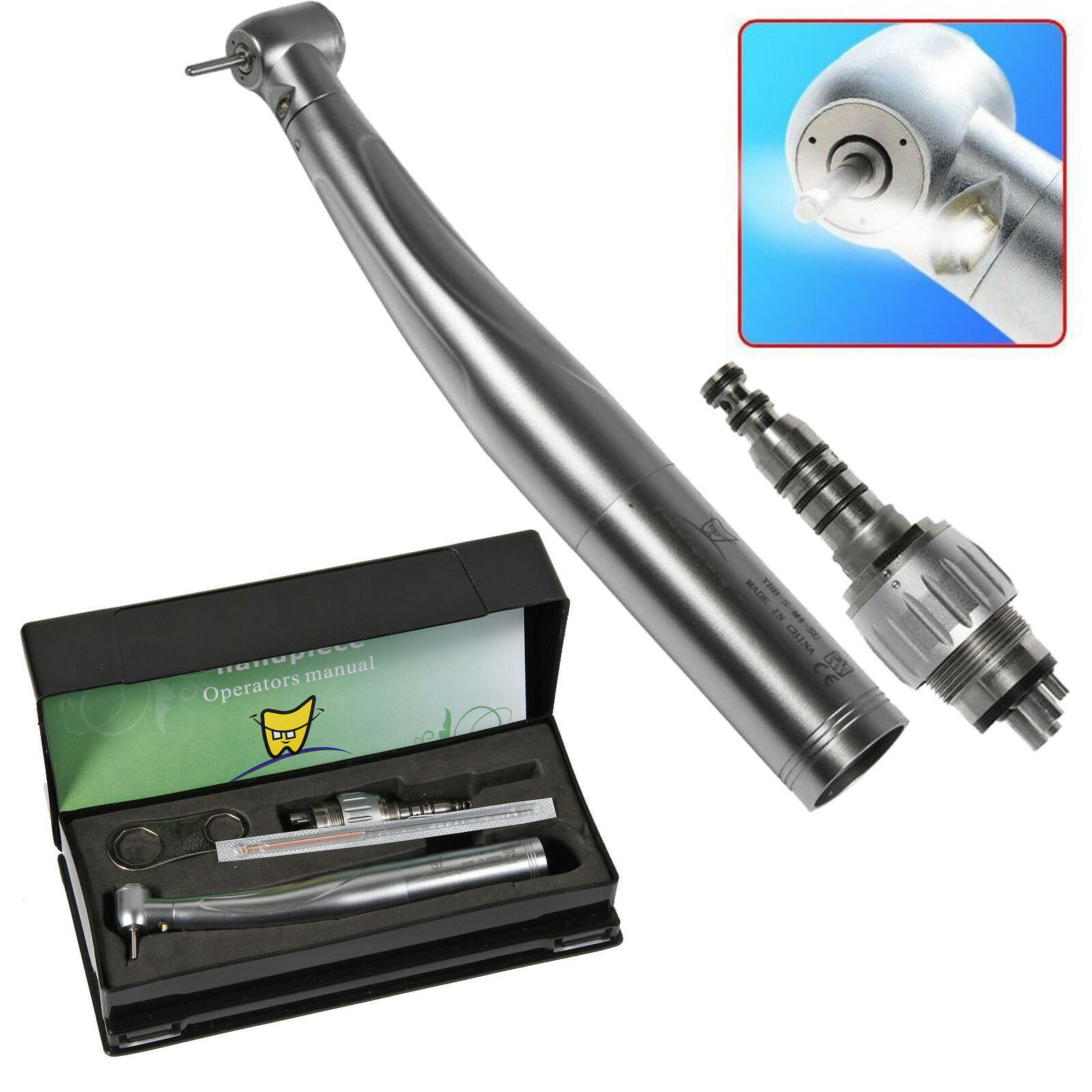 KAVO Style Dental LED E-generator Fiber Optic High Speed Handpiece+4Hole Coupler