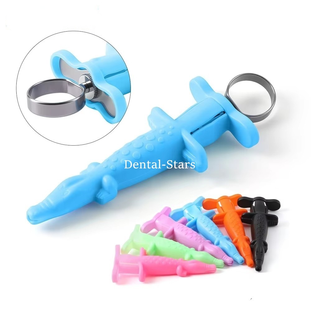 2/100 Pcs Dental Syringe Sleeve Crocodile Shaped Soft Syringe Protective Cover