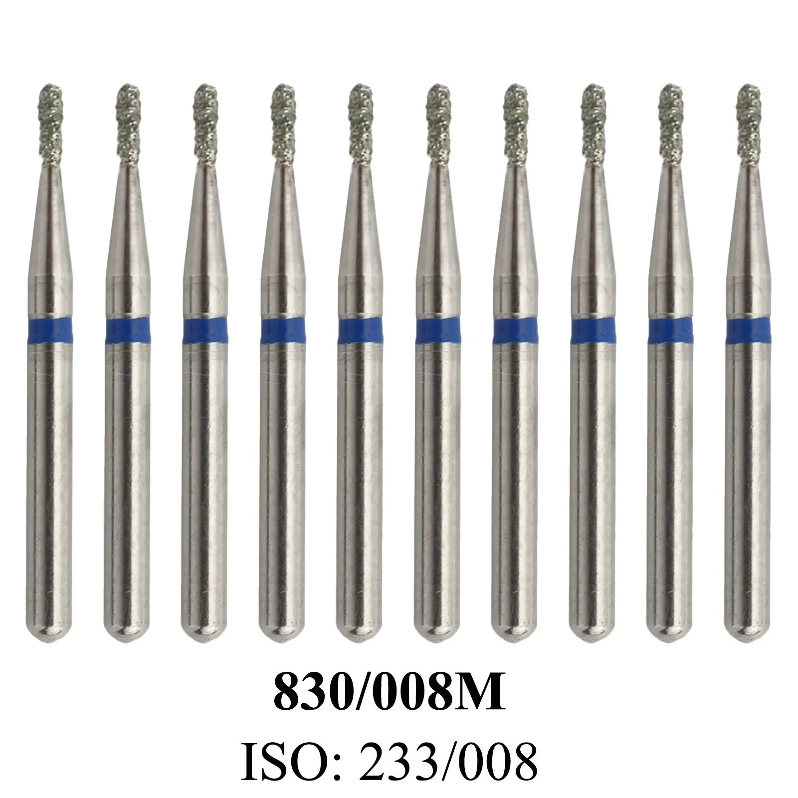 10Pcs/Pk Dental Diamond Burs FG 830/008M FG Pear Medium Grit High Speed Burr