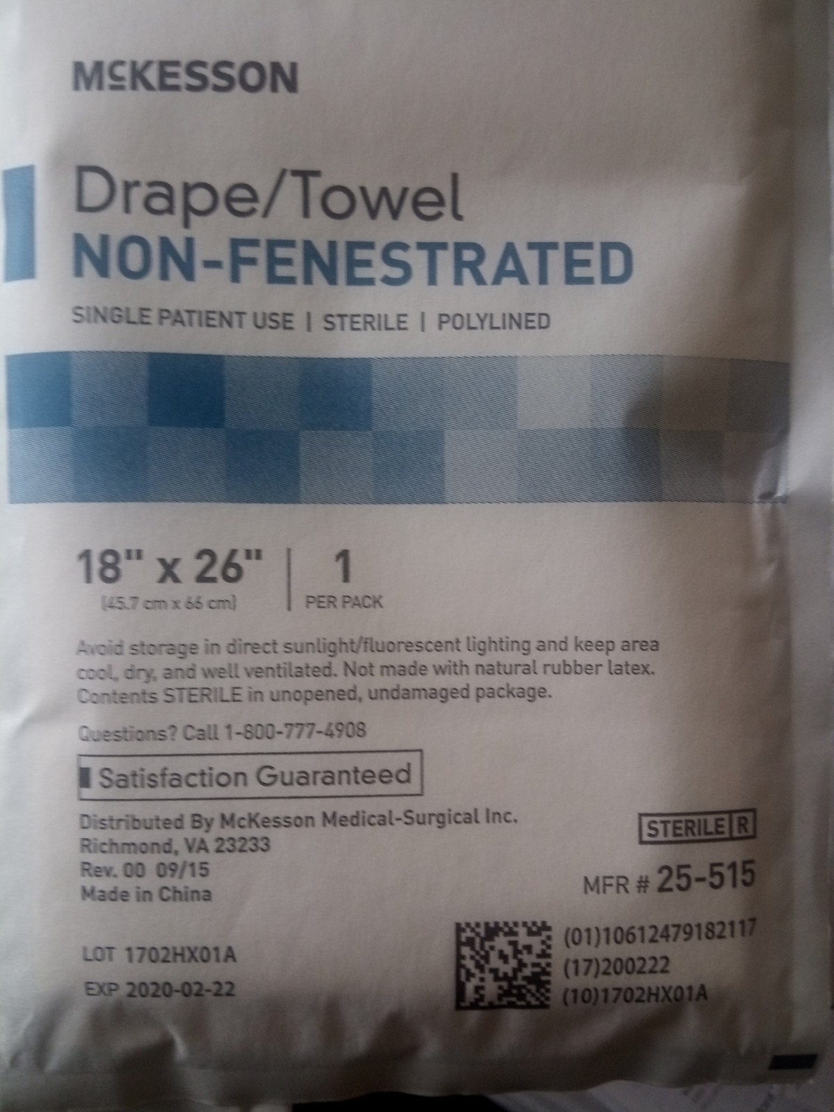 50 Packs McKesson 18″ x 26″ Sterile Drape /Towels NON-FENESTRATED