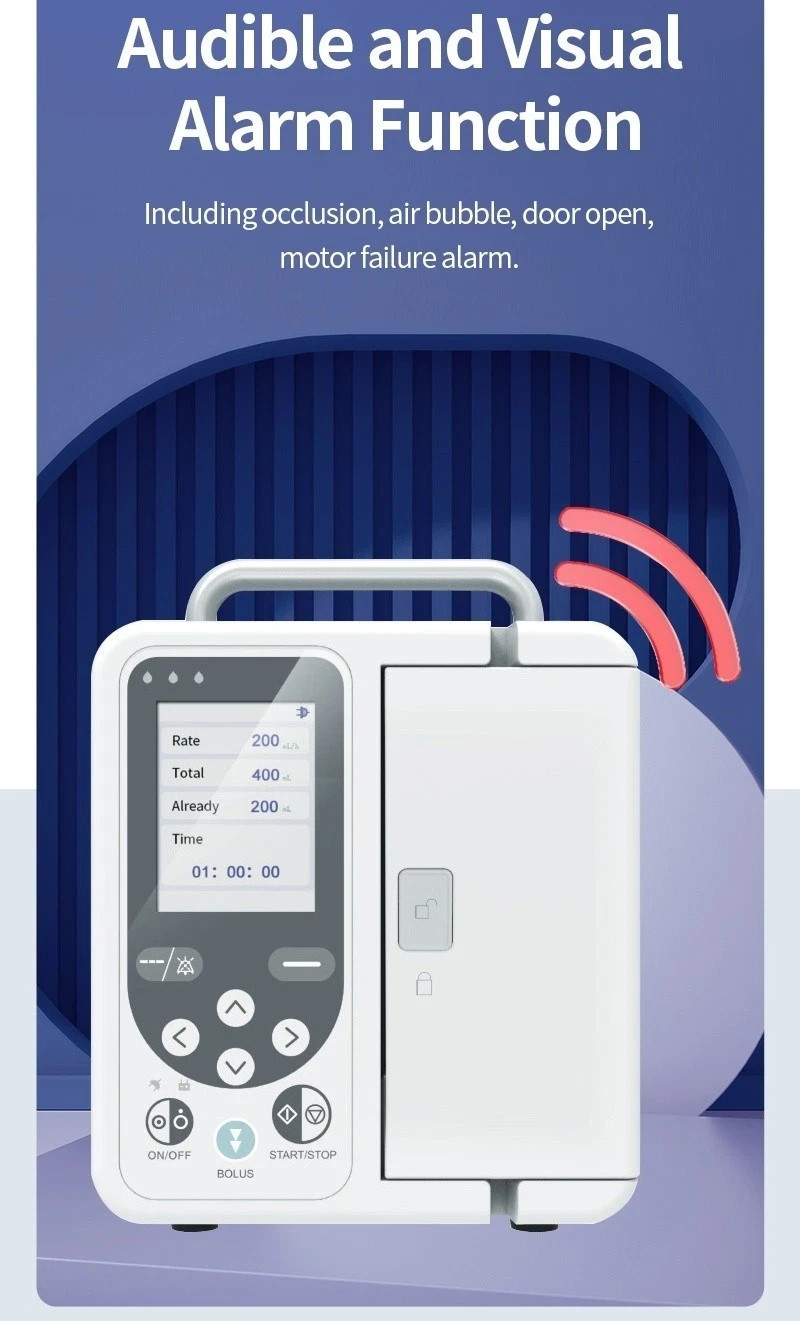 SP750 Portable Volumetric Infusion Pump Anti-Bolus System Full Safety Alarms