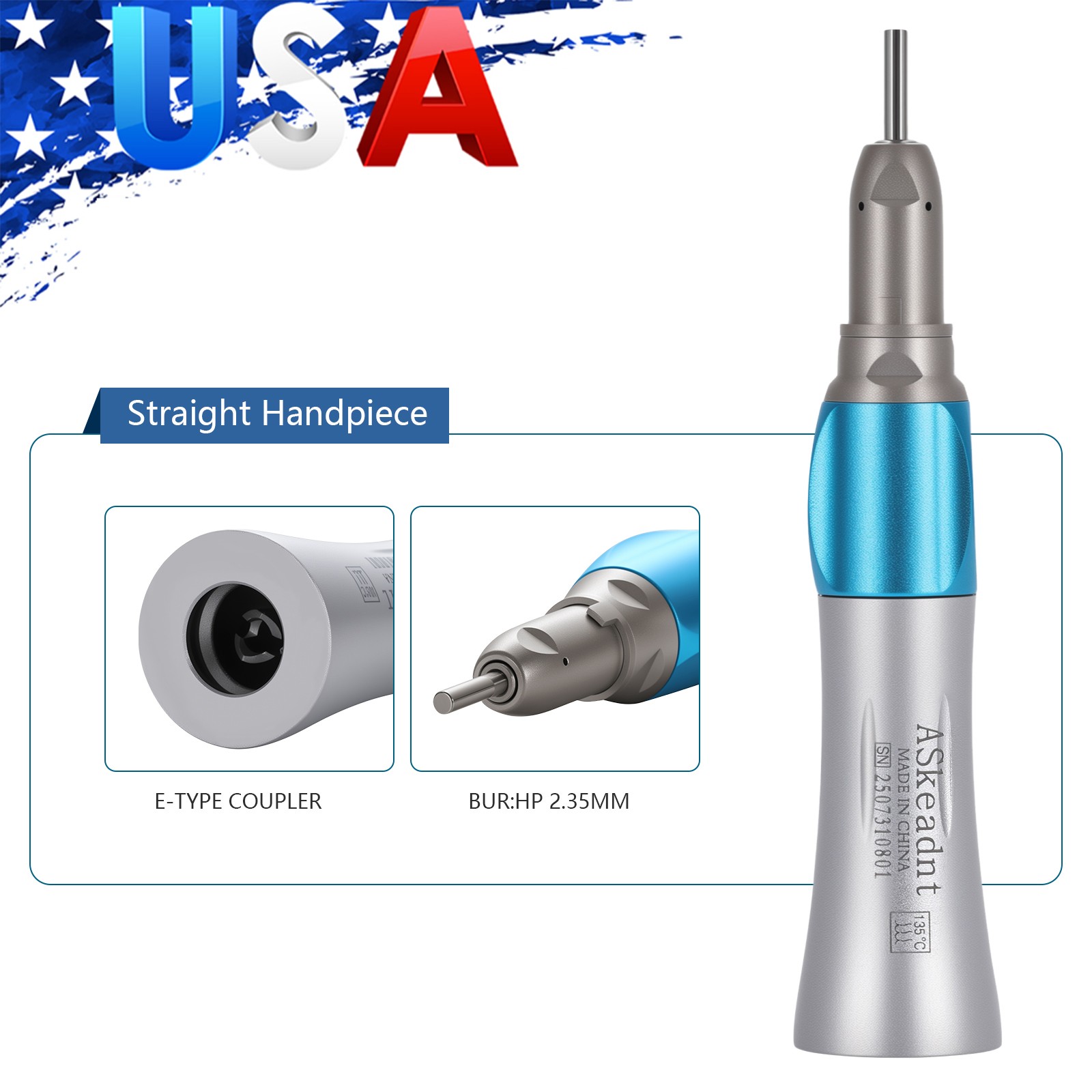 Dental Inner Spray Low Speed Straight Handpiece 1:1 Nosecone Straight