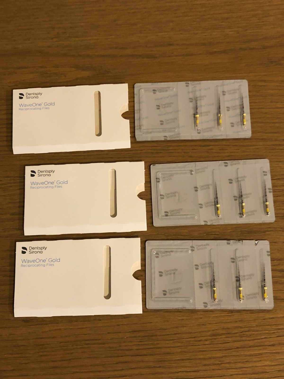 Dentsply Waveone Gold Reciprocating Files YELLOW SMALL 25mm lot of 3 packs NEW