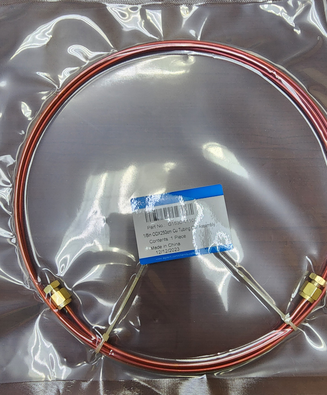 Agilent G1530-61100 1/8 in OD X 250 cm Cu Tubing Coil Assembly