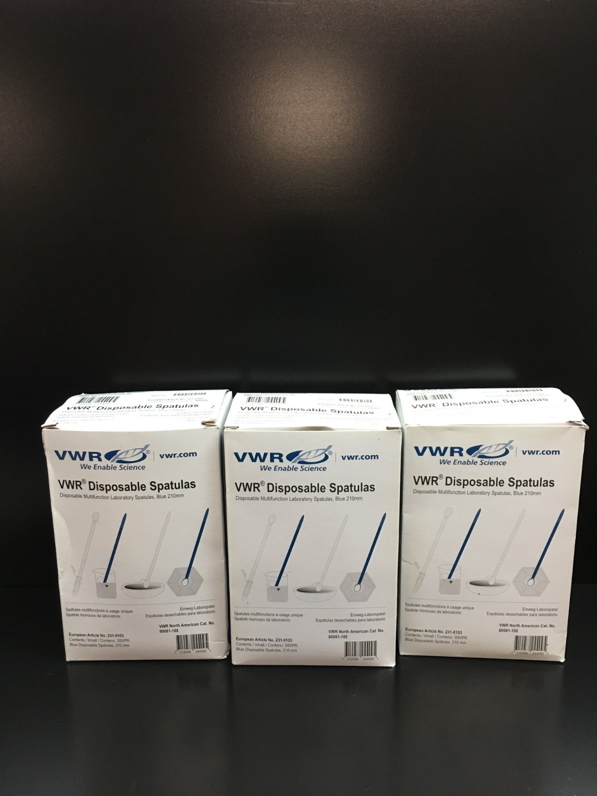 VWR Cat No 80081-188 Disposable Multifunction Spatulas Blue 210mm PP Lot 3 PKS