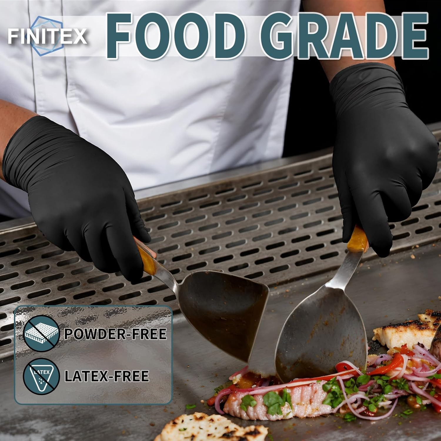 FINITEX – Black Nitrile Disposable Gloves, 5Mil, Powder/Latex-Free, Medical Exam