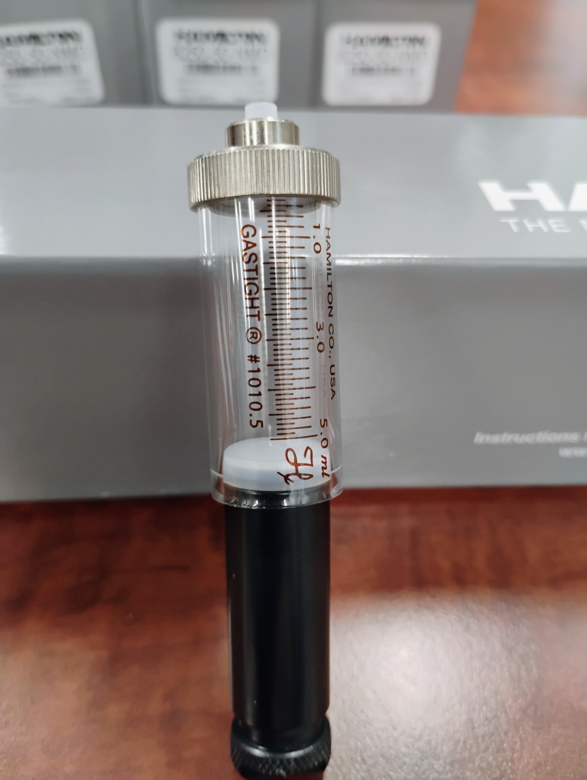 Hamilton 5ml Gas-Tight Instrument Syringe 8250-50 NMD Half-Height