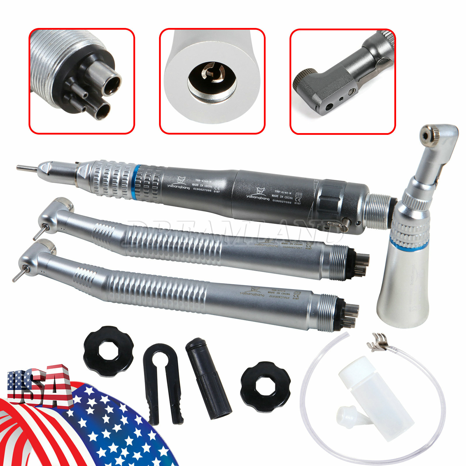 High Low Speed Handpiece Kit Contra Angle Air Motor Straight 4H NEW Dental