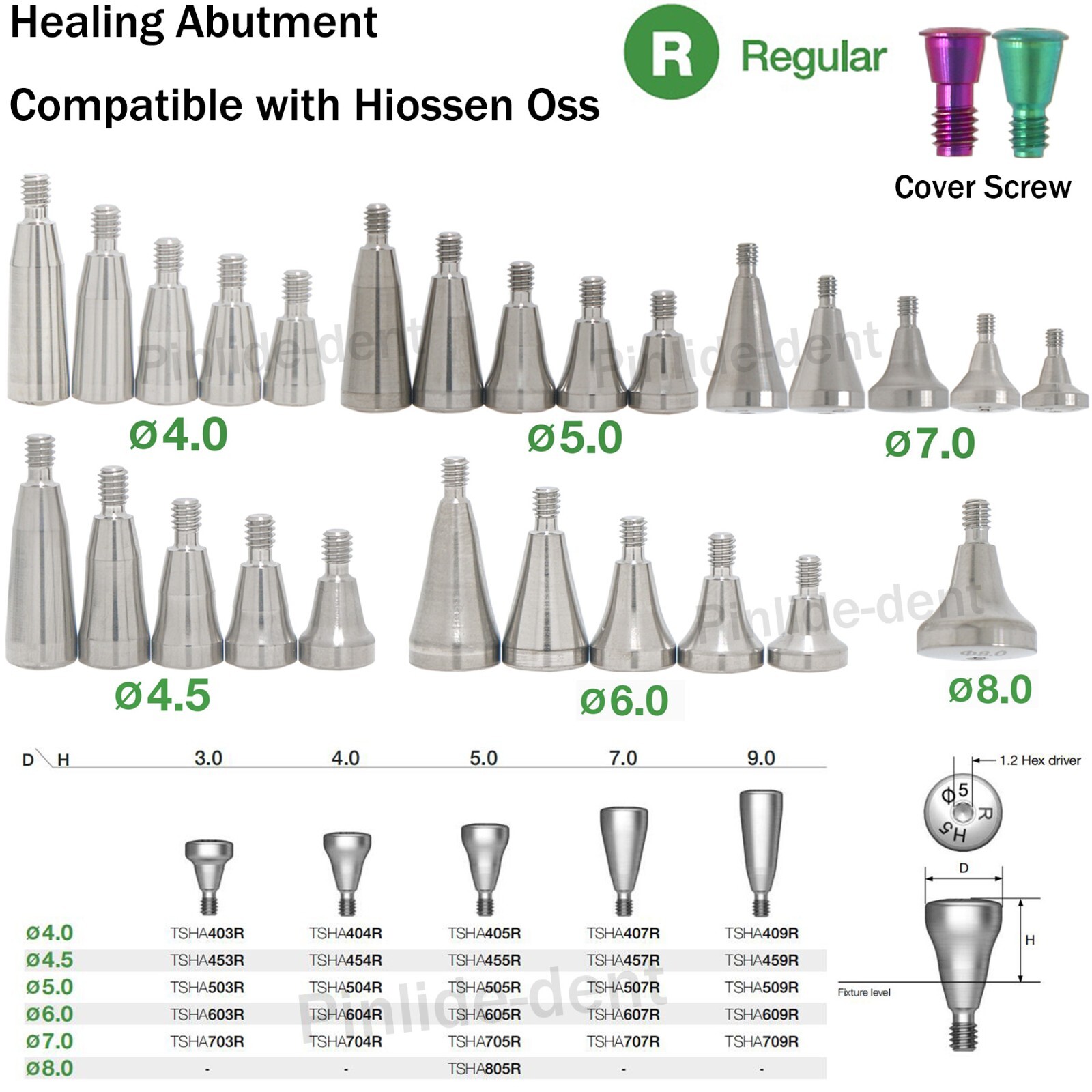Dental Caps Healing Abutment Cap Cover Screw Regular Platform Fits Oss Hiossen